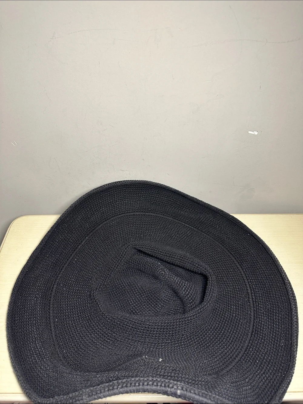 Classic Wide-Brim knit Black protective large brim floppy Sun Hat